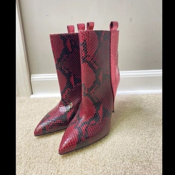 Paris Texas Metallic Snakeskin-Embossed Booties - Picture 7 of 15